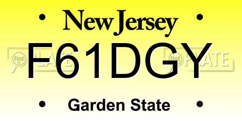 F61DGY New Jersey License Plate
