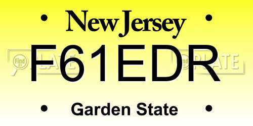 F61EDR New Jersey License Plate