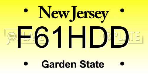 F61HDD New Jersey License Plate
