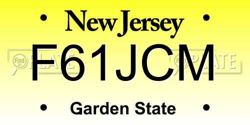 F61JCM New Jersey License Plate