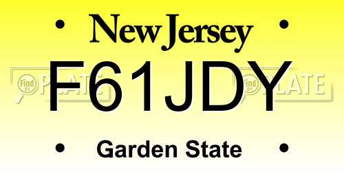 F61JDY New Jersey License Plate