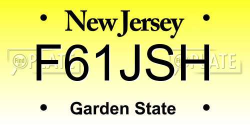 F61JSH New Jersey License Plate