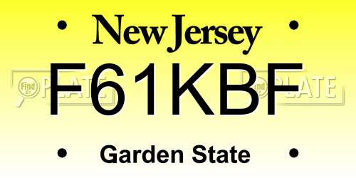 F61KBF New Jersey License Plate