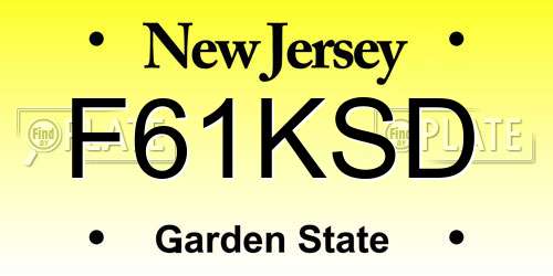 F61KSD New Jersey License Plate