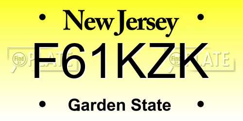 F61KZK New Jersey License Plate