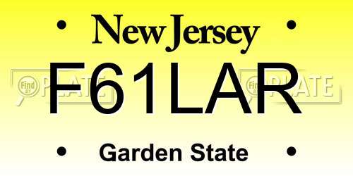 F61LAR New Jersey License Plate