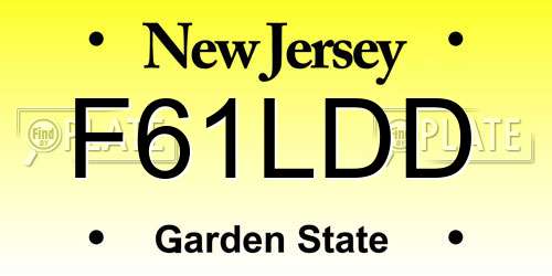 F61LDD New Jersey License Plate