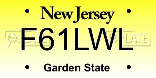 F61LWL New Jersey License Plate