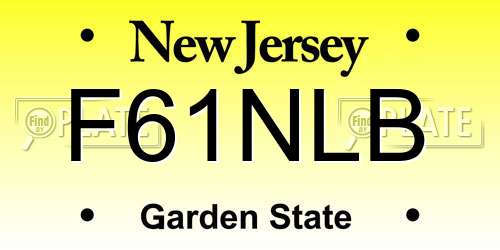 F61NLB New Jersey License Plate