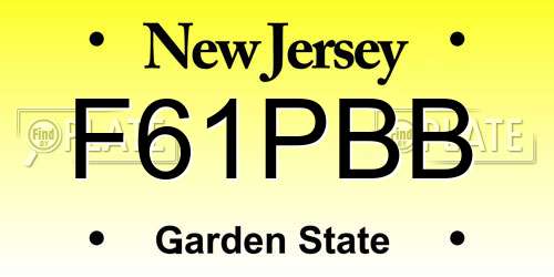 F61PBB New Jersey License Plate