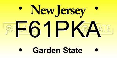 F61PKA New Jersey License Plate