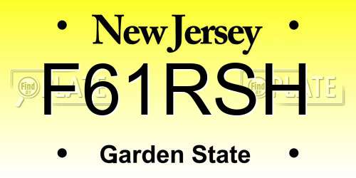 F61RSH New Jersey License Plate