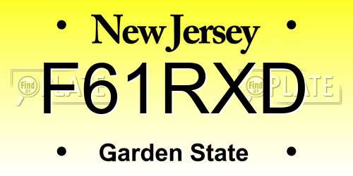 F61RXD New Jersey License Plate