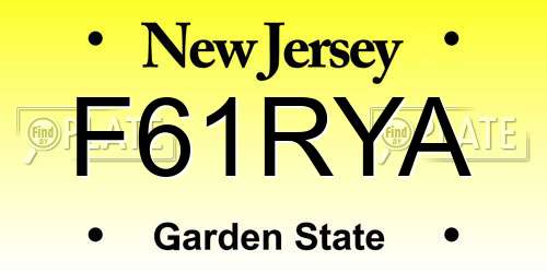 F61RYA New Jersey License Plate