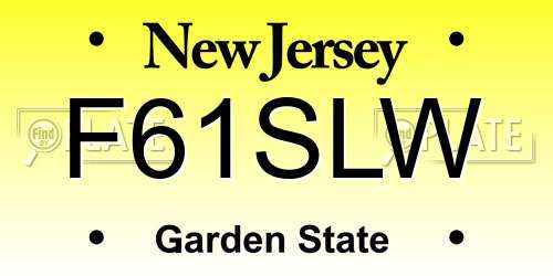 F61SLW New Jersey License Plate