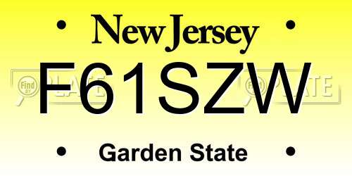 F61SZW New Jersey License Plate