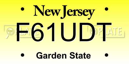 F61UDT New Jersey License Plate