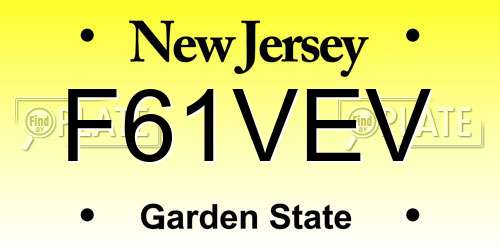 F61VEV New Jersey License Plate