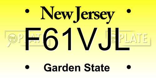 F61VJL New Jersey License Plate