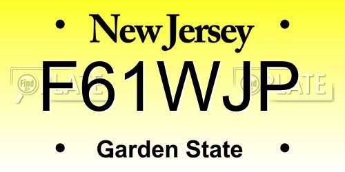 F61WJP New Jersey License Plate