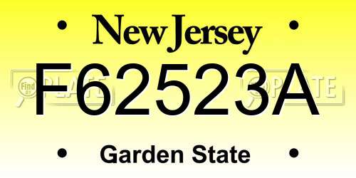 F62523A New Jersey License Plate