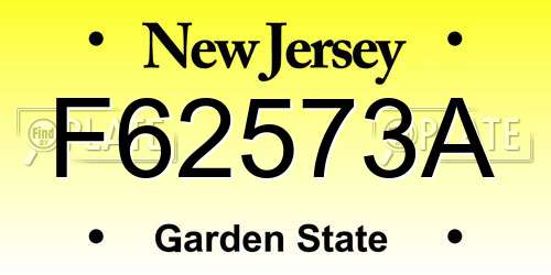 F62573A New Jersey License Plate
