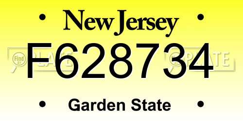 F628734 New Jersey License Plate