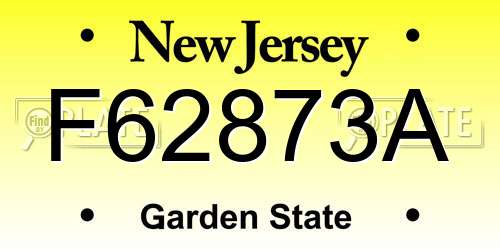 F62873A New Jersey License Plate