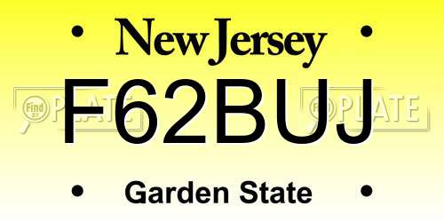 F62BUJ New Jersey License Plate