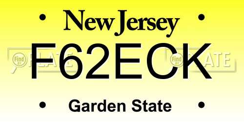 F62ECK New Jersey License Plate
