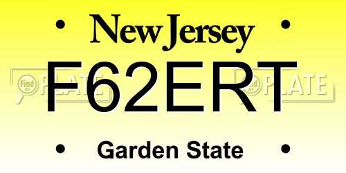 F62ERT New Jersey License Plate
