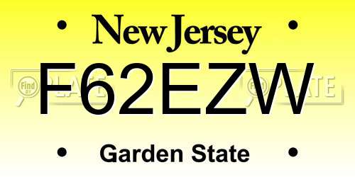 F62EZW New Jersey License Plate