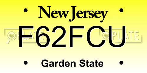 F62FCU New Jersey License Plate