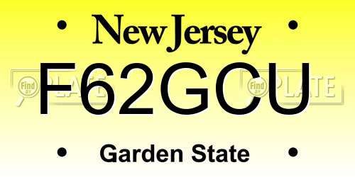F62GCU New Jersey License Plate