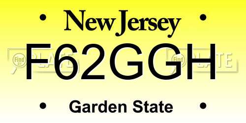 F62GGH New Jersey License Plate