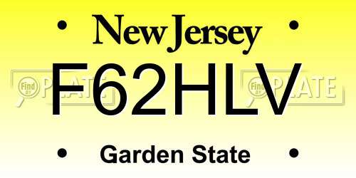 F62HLV New Jersey License Plate