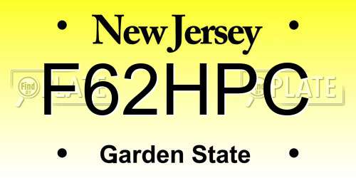 F62HPC New Jersey License Plate