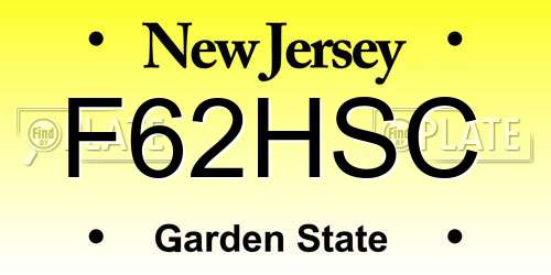 F62HSC New Jersey License Plate
