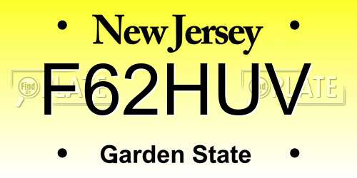 F62HUV New Jersey License Plate