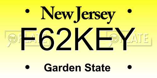 F62KEY New Jersey License Plate