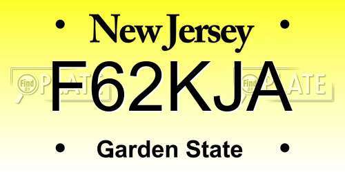 F62KJA New Jersey License Plate