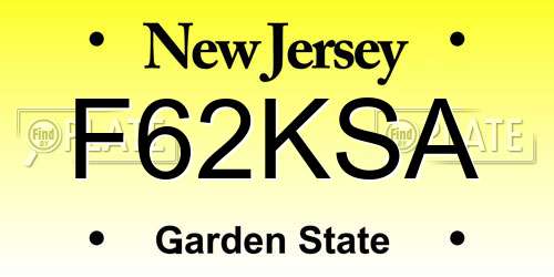 F62KSA New Jersey License Plate