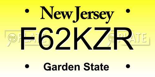 F62KZR New Jersey License Plate