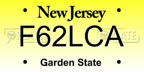 F62LCA New Jersey License Plate