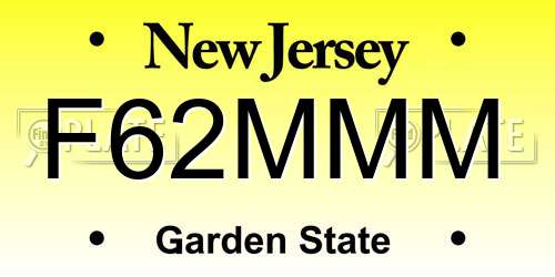 F62MMM New Jersey License Plate