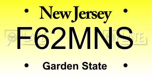 F62MNS New Jersey License Plate