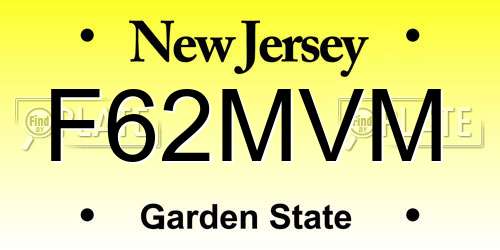 F62MVM New Jersey License Plate