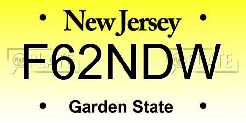 F62NDW New Jersey License Plate