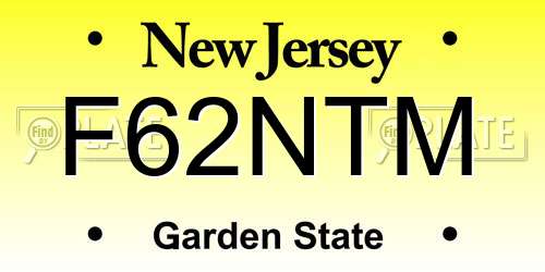 F62NTM New Jersey License Plate