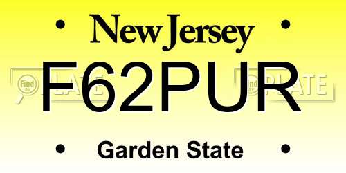 F62PUR New Jersey License Plate